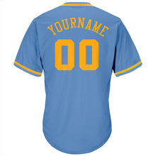 Загрузить изображение в средство просмотра галереи, Custom Light Blue Gold Authentic Throwback Rib-Knit Baseball Jersey Shirt