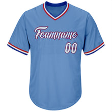 Load image into Gallery viewer, Custom Light Blue White-Royal Authentic Throwback Rib-Knit Baseball Jersey Shirt