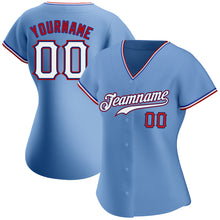 Load image into Gallery viewer, Custom Light Blue White-Red Authentic Baseball Jersey
