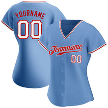 Load image into Gallery viewer, Custom Light Blue White-Red Authentic Baseball Jersey