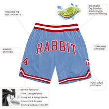 Load image into Gallery viewer, Custom Light Blue Red-White Authentic Throwback Basketball Shorts
