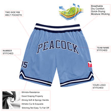 Загрузить изображение в средство просмотра галереи, Custom Light Blue Navy-White Authentic Throwback Basketball Shorts