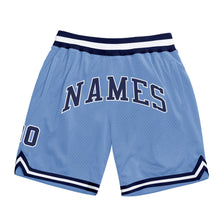 Загрузить изображение в средство просмотра галереи, Custom Light Blue Navy-White Authentic Throwback Basketball Shorts