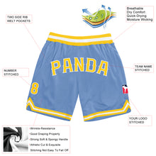 Load image into Gallery viewer, Custom Light Blue Gold-White Authentic Throwback Basketball Shorts