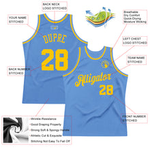 Загрузить изображение в средство просмотра галереи, Custom Light Blue Gold Authentic Throwback Basketball Jersey