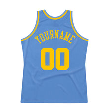 Загрузить изображение в средство просмотра галереи, Custom Light Blue Gold Authentic Throwback Basketball Jersey