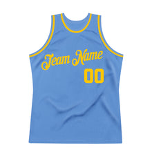 Загрузить изображение в средство просмотра галереи, Custom Light Blue Gold Authentic Throwback Basketball Jersey