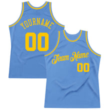 Загрузить изображение в средство просмотра галереи, Custom Light Blue Gold Authentic Throwback Basketball Jersey