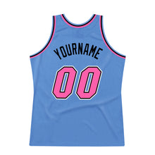 Загрузить изображение в средство просмотра галереи, Custom Light Blue Pink-Black Authentic Throwback Basketball Jersey
