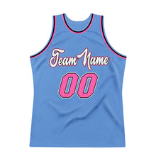 Загрузить изображение в средство просмотра галереи, Custom Light Blue Pink-Black Authentic Throwback Basketball Jersey