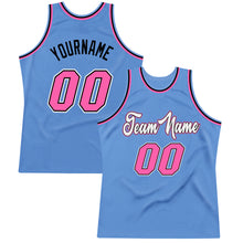 Загрузить изображение в средство просмотра галереи, Custom Light Blue Pink-Black Authentic Throwback Basketball Jersey
