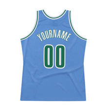 Загрузить изображение в средство просмотра галереи, Custom Light Blue Kelly Green-White Authentic Throwback Basketball Jersey