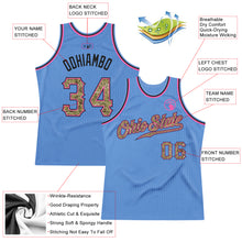 Laden Sie das Bild in den Galerie-Viewer, Custom Light Blue Camo-Pink Authentic Throwback Basketball Jersey