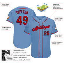Load image into Gallery viewer, Custom Light Blue Red-Navy Authentic Baseball Jersey
