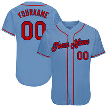 Load image into Gallery viewer, Custom Light Blue Red-Navy Authentic Baseball Jersey