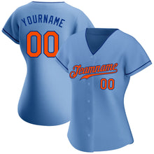 Load image into Gallery viewer, Custom Light Blue Orange-Royal Authentic Baseball Jersey