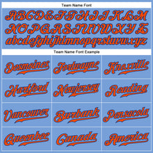 Load image into Gallery viewer, Custom Light Blue Orange-Royal Authentic Baseball Jersey