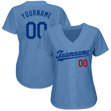 Load image into Gallery viewer, Custom Light Blue Royal-Red Authentic Baseball Jersey