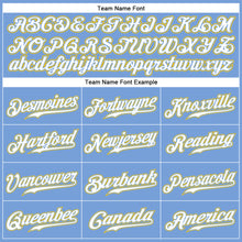 Load image into Gallery viewer, Custom Light Blue White Pinstripe White-Gold Authentic Baseball Jersey