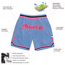 Laden Sie das Bild in den Galerie-Viewer, Custom Light Blue Pink-Black Authentic Throwback Basketball Shorts