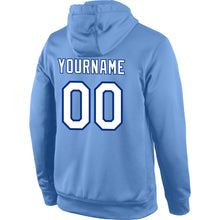 Load image into Gallery viewer, Custom Stitched Light Blue White-Royal Sports Pullover Sweatshirt Hoodie