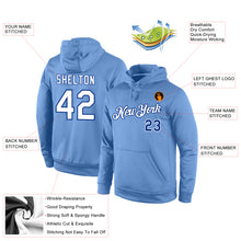 Load image into Gallery viewer, Custom Stitched Light Blue White-Royal Sports Pullover Sweatshirt Hoodie