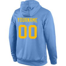 Загрузить изображение в средство просмотра галереи, Custom Stitched Light Blue Gold Sports Pullover Sweatshirt Hoodie