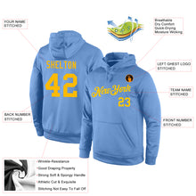 Загрузить изображение в средство просмотра галереи, Custom Stitched Light Blue Gold Sports Pullover Sweatshirt Hoodie