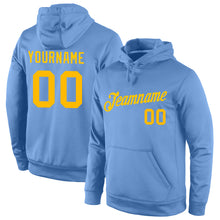 Загрузить изображение в средство просмотра галереи, Custom Stitched Light Blue Gold Sports Pullover Sweatshirt Hoodie