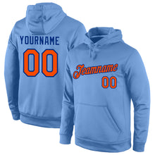 Load image into Gallery viewer, Custom Stitched Light Blue Orange-Royal Sports Pullover Sweatshirt Hoodie