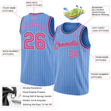 Charger l'image dans la galerie, Custom Light Blue White Pinstripe Pink-Black Authentic Basketball Jersey