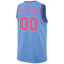 Charger l'image dans la galerie, Custom Light Blue White Pinstripe Pink-Black Authentic Basketball Jersey