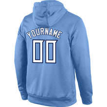 Загрузить изображение в средство просмотра галереи, Custom Stitched Light Blue White-Navy Sports Pullover Sweatshirt Hoodie