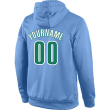 Загрузить изображение в средство просмотра галереи, Custom Stitched Light Blue Kelly Green-White Sports Pullover Sweatshirt Hoodie