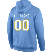 Загрузить изображение в средство просмотра галереи, Custom Stitched Light Blue White-Gold Sports Pullover Sweatshirt Hoodie