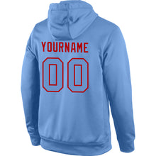 Charger l'image dans la galerie, Custom Stitched Light Blue Light Blue-Red Sports Pullover Sweatshirt Hoodie