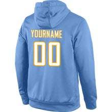 Загрузить изображение в средство просмотра галереи, Custom Stitched Light Blue White-Gold Sports Pullover Sweatshirt Hoodie