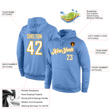 Загрузить изображение в средство просмотра галереи, Custom Stitched Light Blue White-Gold Sports Pullover Sweatshirt Hoodie