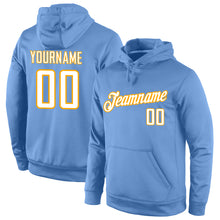 Загрузить изображение в средство просмотра галереи, Custom Stitched Light Blue White-Gold Sports Pullover Sweatshirt Hoodie