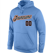 Load image into Gallery viewer, Custom Stitched Light Blue Black-Orange Sports Pullover Sweatshirt Hoodie
