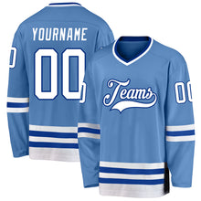 Load image into Gallery viewer, Custom Light Blue White-Royal Hockey Jersey