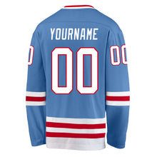 Загрузить изображение в средство просмотра галереи, Custom Light Blue White-Red Hockey Jersey