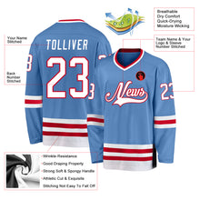 Загрузить изображение в средство просмотра галереи, Custom Light Blue White-Red Hockey Jersey