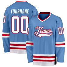 Загрузить изображение в средство просмотра галереи, Custom Light Blue White-Red Hockey Jersey