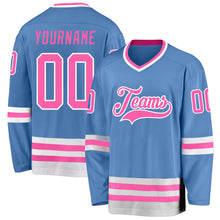 Загрузить изображение в средство просмотра галереи, Custom Light Blue Pink-White Hockey Jersey