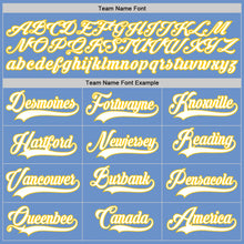 Load image into Gallery viewer, Custom Light Blue White-Gold Authentic Baseball Jersey