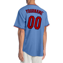 Load image into Gallery viewer, Custom Light Blue Red-Navy Authentic Baseball Jersey