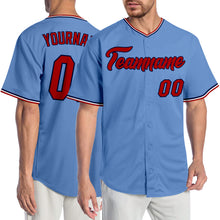 Load image into Gallery viewer, Custom Light Blue Red-Navy Authentic Baseball Jersey