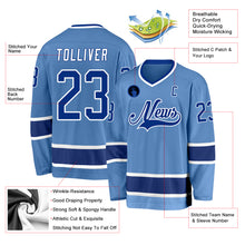 Загрузить изображение в средство просмотра галереи, Custom Light Blue Royal-White Hockey Jersey