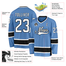 Загрузить изображение в средство просмотра галереи, Custom Light Blue White-Black Hockey Jersey